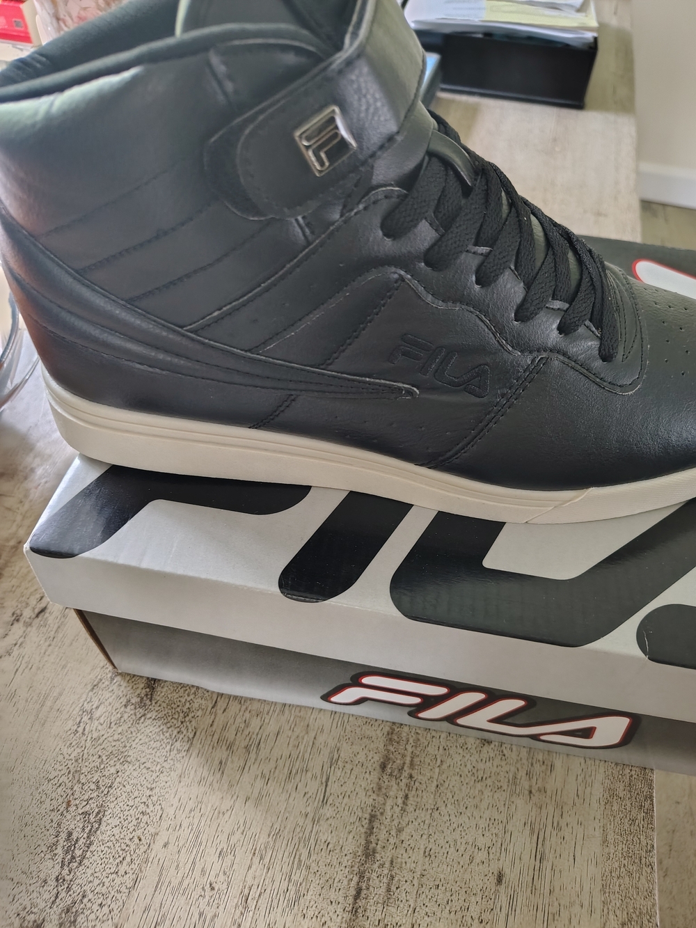 Fila Men's Black High-Top Sneaker with Off-White Sole